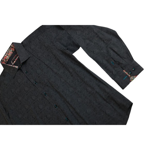 Jared Lang all over floral print black XL Button Down shirt - Picture 3 of 8